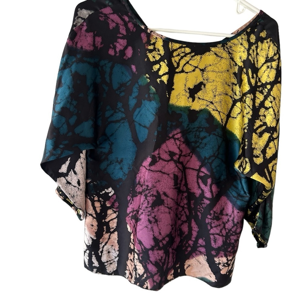 Tibi abstract watercolor, silk blouse